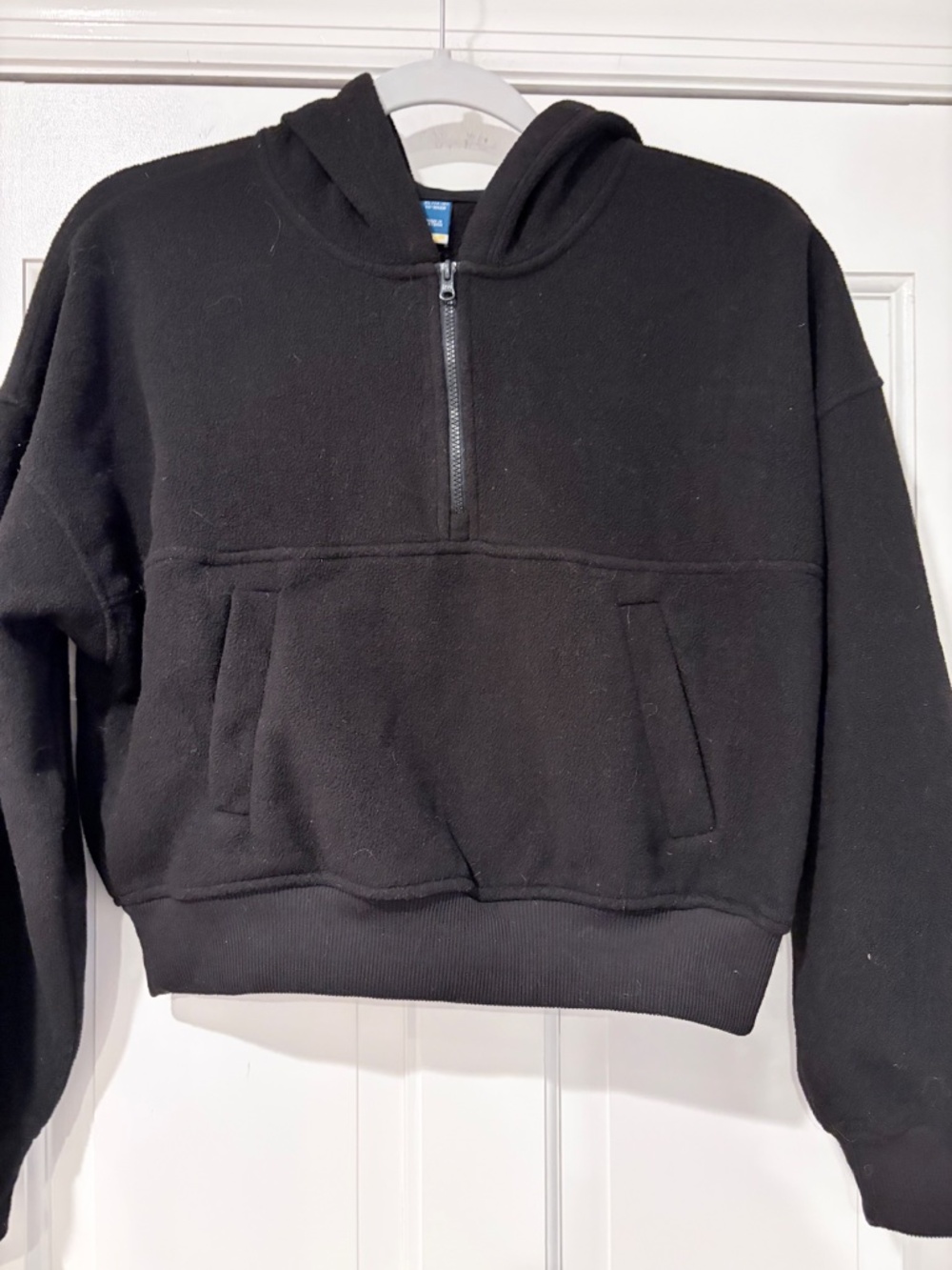 Old Navy Black Cropped Half Zip Hoodie Girls XL 14-16